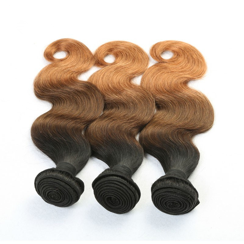 Ombre 1B/4/30 Hair Extensions Body Wave Brazilian hair Human Hair Weave Bundles 3Tone