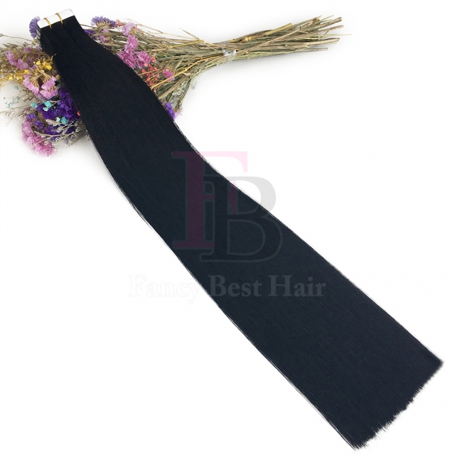#1 Jet Black Tape in hair extensions 