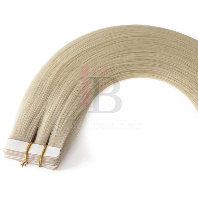 #60 Platinum Blonde tape in hair extension 