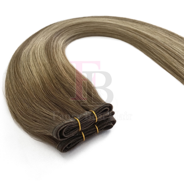 #T8-8/22 Rooted Balayage Flat Weft Hair Extensions