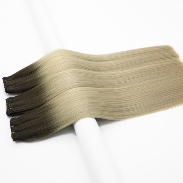 #T7-m60/ice Rooted Balayage Flat Weft Hair Extensions